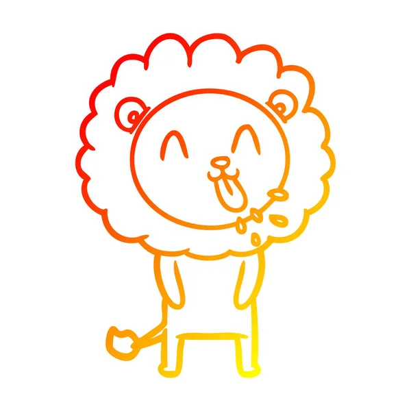 Sıcak degrade çizgi çizim mutlu karikatür aslan — Stok Vektör