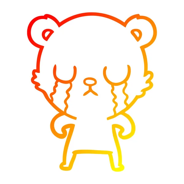 Warme kleurovergang lijntekening huilen cartoon Bear — Stockvector