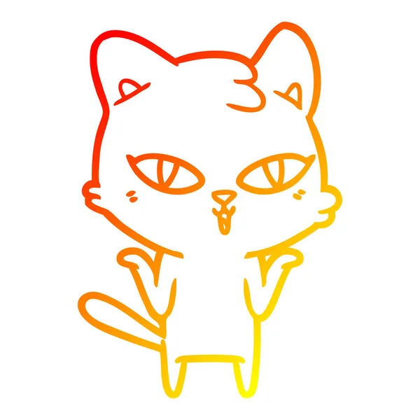 Linha gradiente quente desenho desenho desenho animado gato — Vetor de Stock