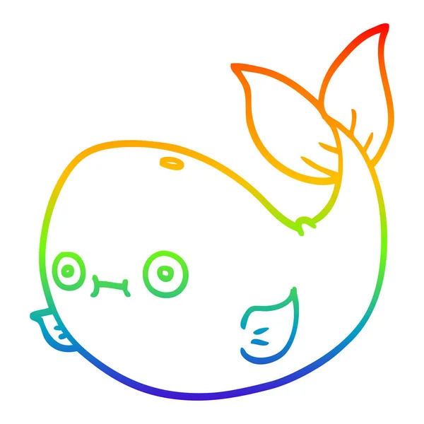 Rainbow gradient ligne dessin dessin baleine dessin animé — Image vectorielle