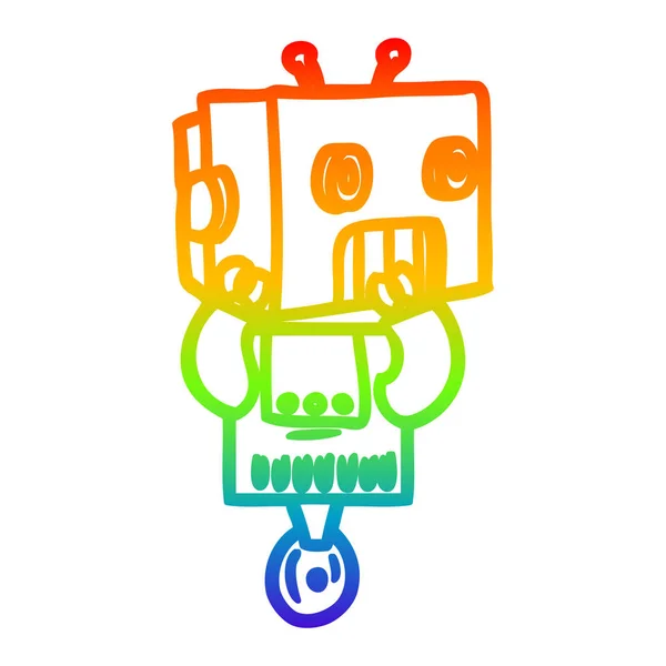 Arco iris gradiente línea dibujo dibujos animados robot — Archivo Imágenes Vectoriales