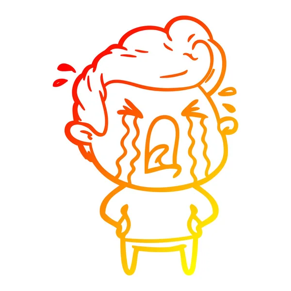 Sıcak degrade çizgi çizim karikatür ağlayan adam — Stok Vektör