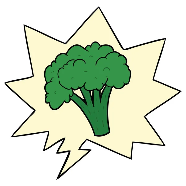 Kreslená brokolice a řečová bublina — Stockový vektor