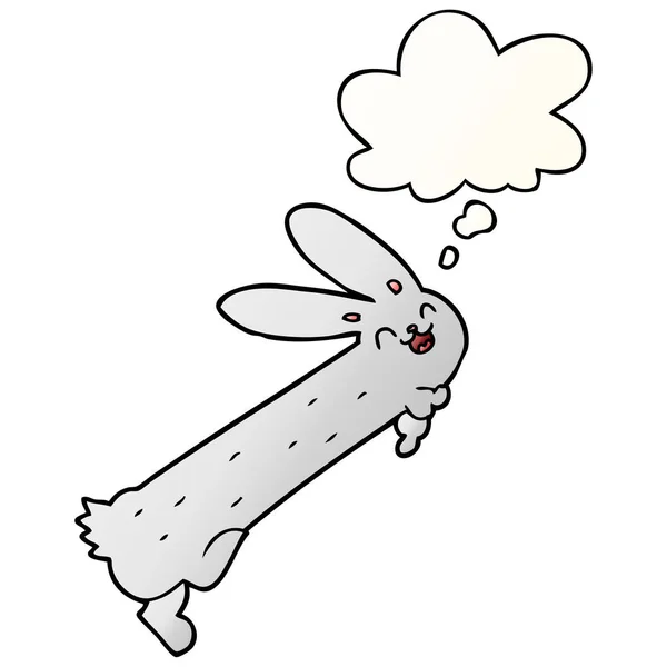 Komik karikatür tavşan ve pürüzsüz degrade tarzında kabarcık düşünce — Stok Vektör