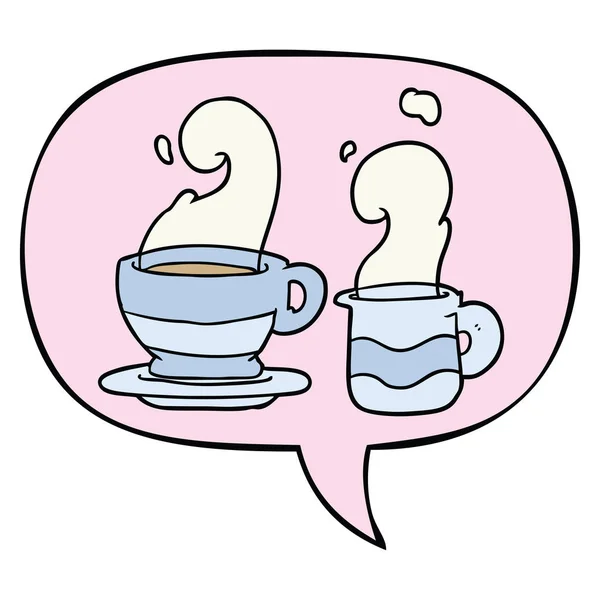 Karikatur-Tasse Kaffee und Sprechblase — Stockvektor