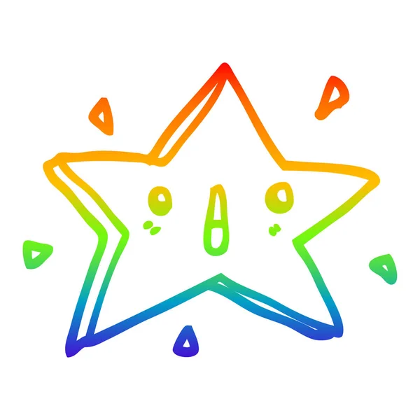 Arco iris gradiente línea dibujo lindo dibujos animados estrella — Archivo Imágenes Vectoriales