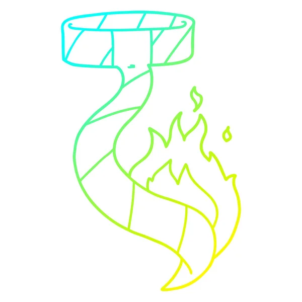 Cold gradient line drawing cartoon burning tie — Stock Vector