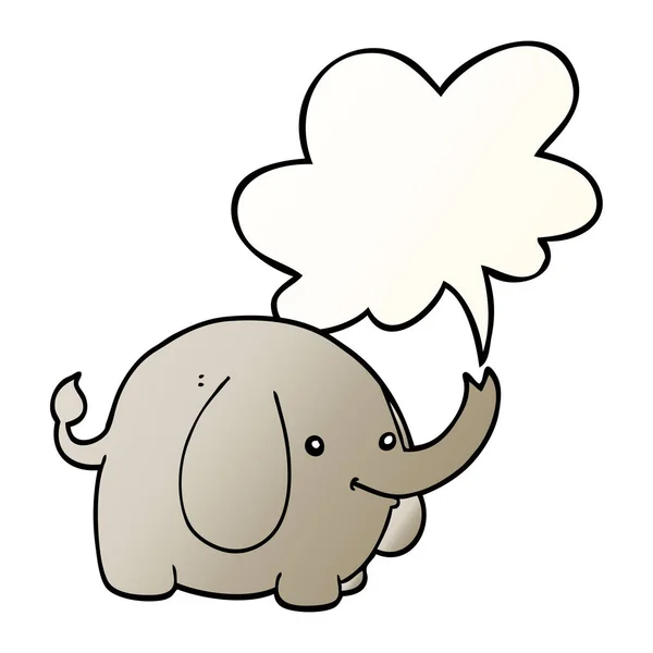 Elefante de desenhos animados e bolha de fala em estilo gradiente suave — Vetor de Stock