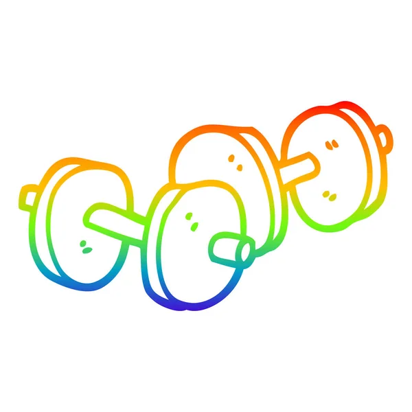 Regenboog gradiënt lijntekening cartoon paar dumbbells — Stockvector