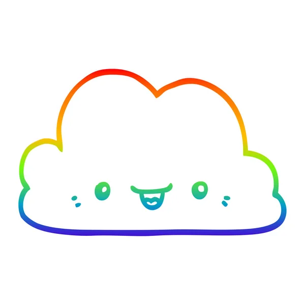 Rainbow gradient linje ritning söt Cartoon Cloud — Stock vektor