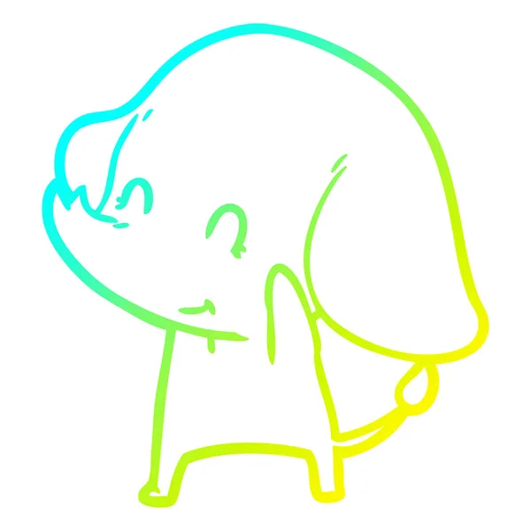 Linha gradiente frio desenho bonito elefante desenhos animados — Vetor de Stock