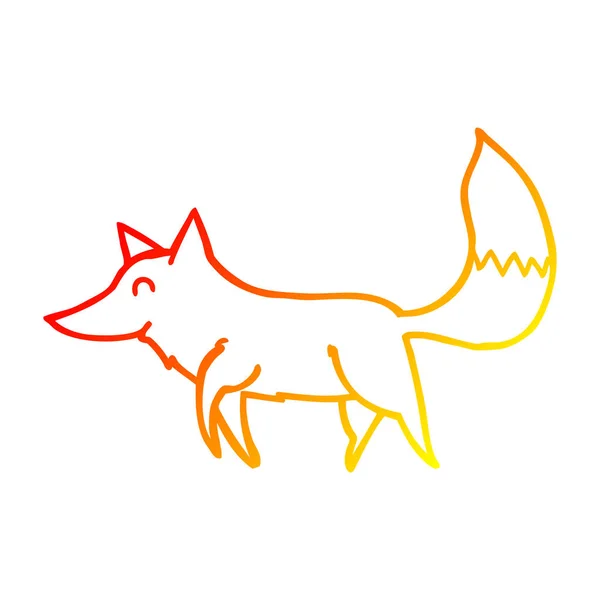 Línea de gradiente caliente dibujo de dibujos animados lobo — Vector de stock