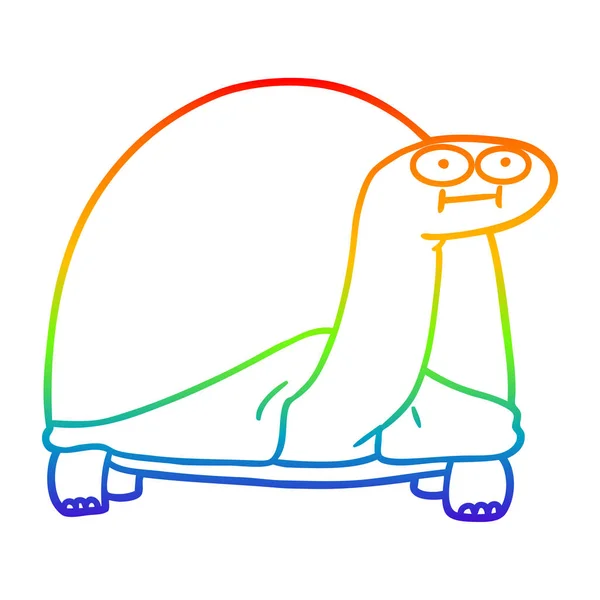 Rainbow gradient ligne dessin dessin dessin animé tortue — Image vectorielle