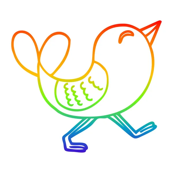 Arco iris gradiente línea dibujo dibujos animados bluebird — Vector de stock