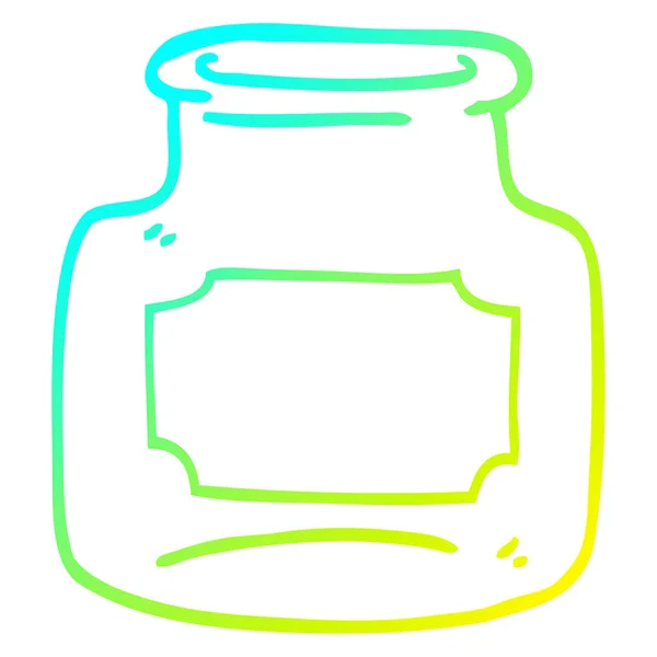 Cold gradient line drawing cartoon of clear glass jar — Stock Vector