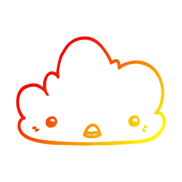 Chaud gradient ligne dessin mignon dessin animé nuage — Image vectorielle