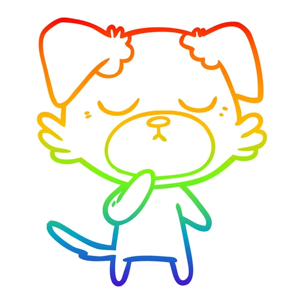 Rainbow gradient ligne dessin chien dessin animé mignon — Image vectorielle