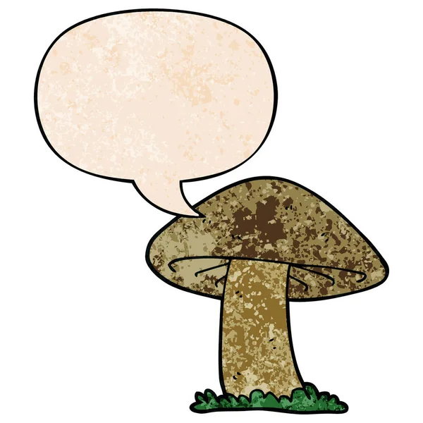 retro doku tarzında karikatür mantar ve konuşma balonu