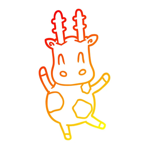 Warme Gradientenlinie Zeichnung niedliche Giraffe — Stockvektor
