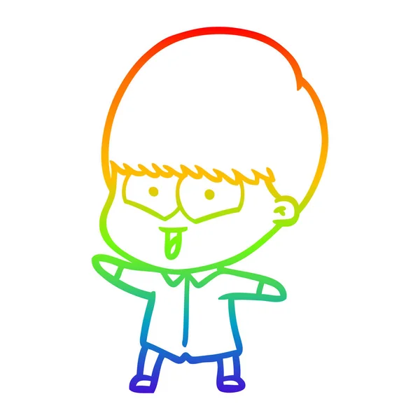 Regenboog gradiënt lijntekening cartoon Happy Boy — Stockvector