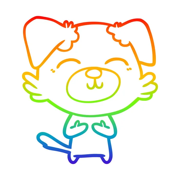 Arco-íris linha gradiente desenho desenho do cão dos desenhos animados —  Vetores de Stock