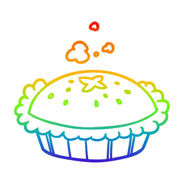Rainbow gradient ligne dessin tarte chaude fraîche hors du four — Image vectorielle