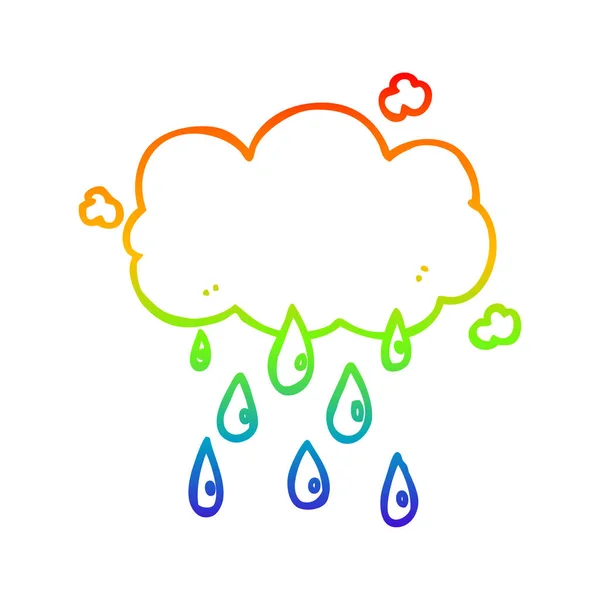 Arco-íris linha gradiente desenho cartoon nuvem chuva — Vetor de Stock