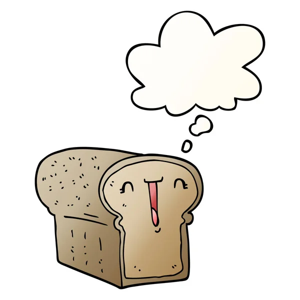 Χαριτωμένο καρτούν καρβέλι ψωμί και φούσκα σκέψης σε ομαλή διαβάθμιση — Διανυσματικό Αρχείο