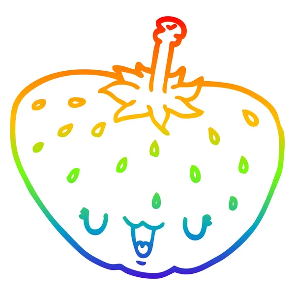 虹のグラデーションライン描画漫画イチゴ — ストックベクタ
