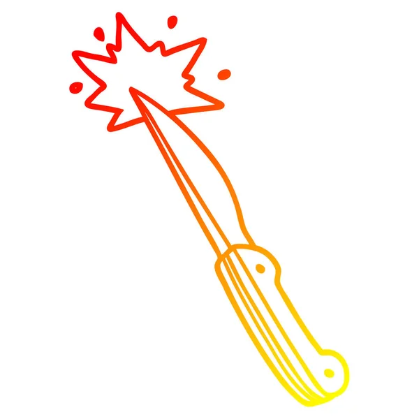Chaud gradient ligne dessin dessin animé couteau de cuisine tranchant — Image vectorielle