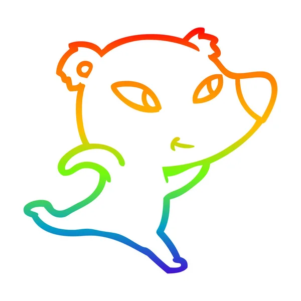Linea gradiente arcobaleno disegno carino cartone animato orso polare — Vettoriale Stock