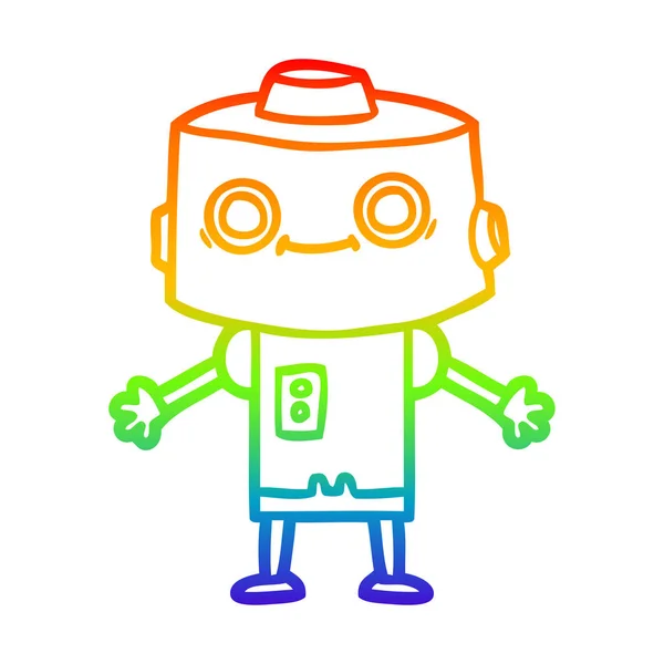 Arco iris gradiente línea dibujo dibujos animados robot — Archivo Imágenes Vectoriales