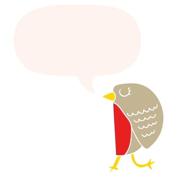 Retro tarzında karikatür kuş ve konuşma balonu — Stok Vektör