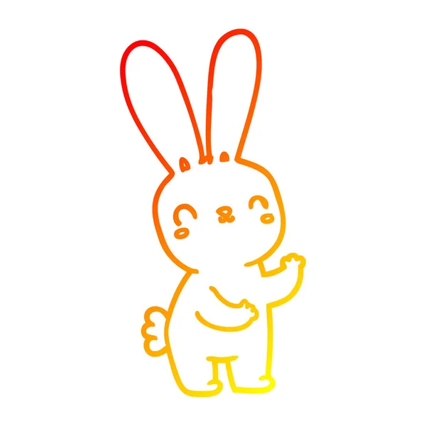 温暖的渐变线绘制可爱的卡通兔子 — 图库矢量图片