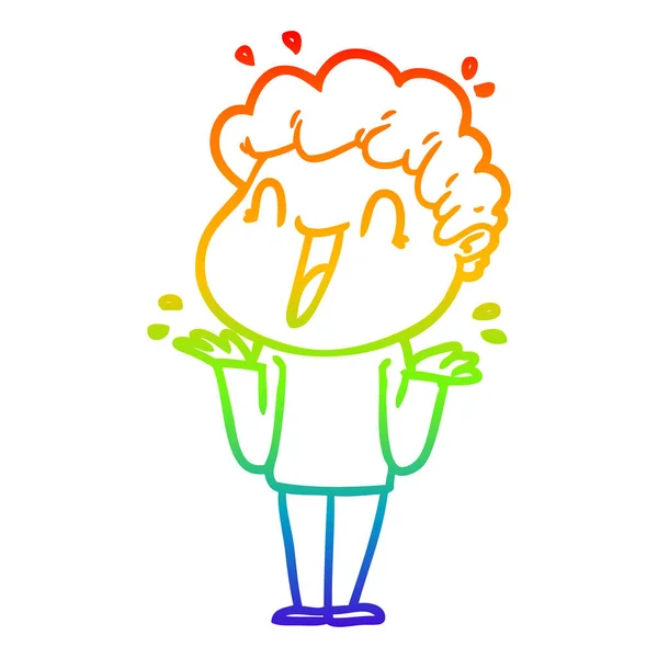 Arco iris gradiente línea dibujo dibujos animados feliz hombre — Archivo Imágenes Vectoriales