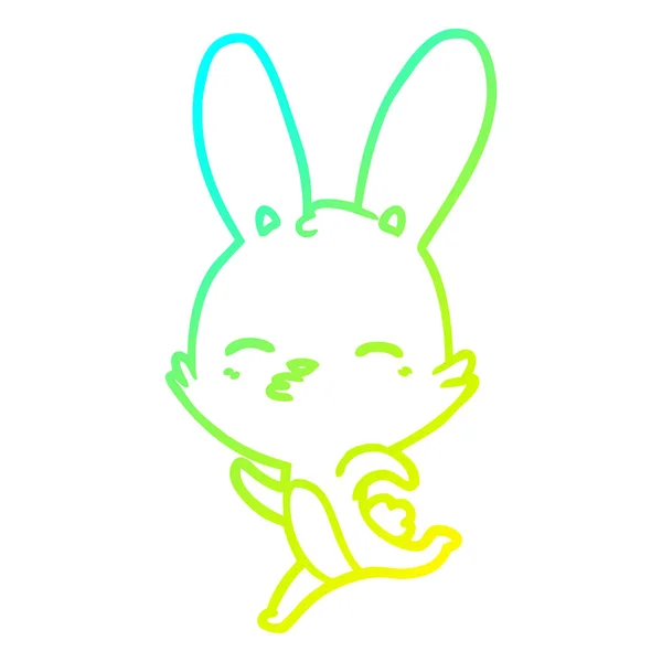 Linha gradiente frio desenho correndo coelho desenhos animados — Vetor de Stock