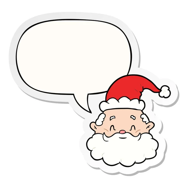 Dibujos animados Santa Claus cara y voz burbuja pegatina — Vector de stock