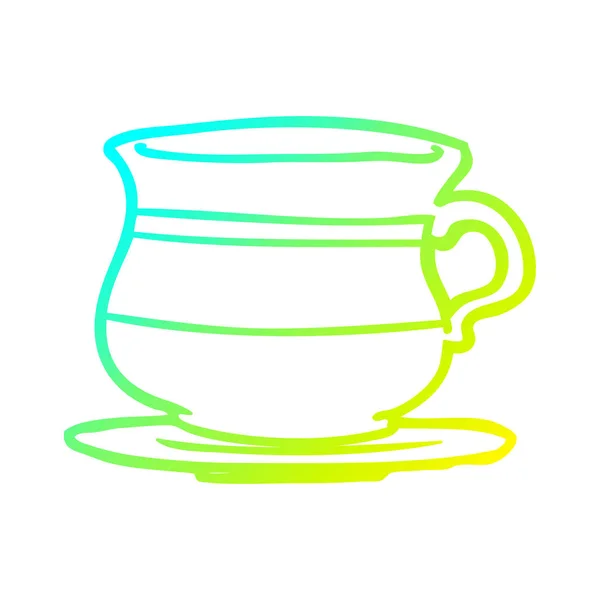 Línea de gradiente frío dibujo taza de té viejo — Archivo Imágenes Vectoriales