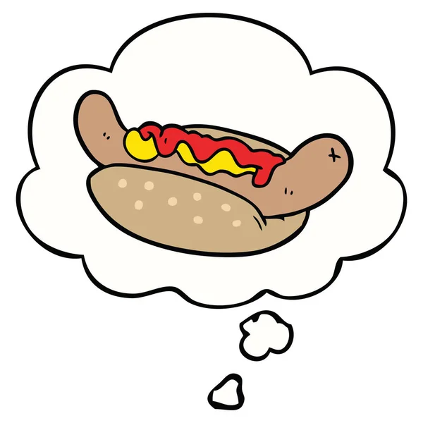 Dibujos animados hot dog y burbuja de pensamiento — Archivo Imágenes Vectoriales
