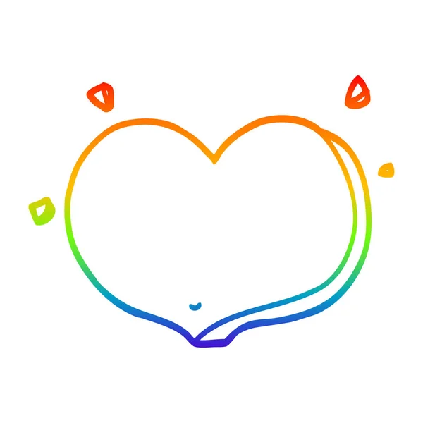 Arcobaleno gradiente linea disegno cartone animato amore cuore — Vettoriale Stock