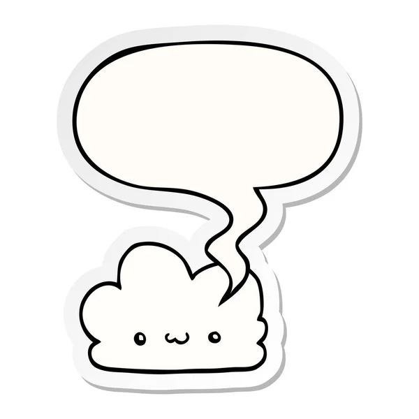 Leuke cartoon wolk en toespraak bubble sticker — Stockvector