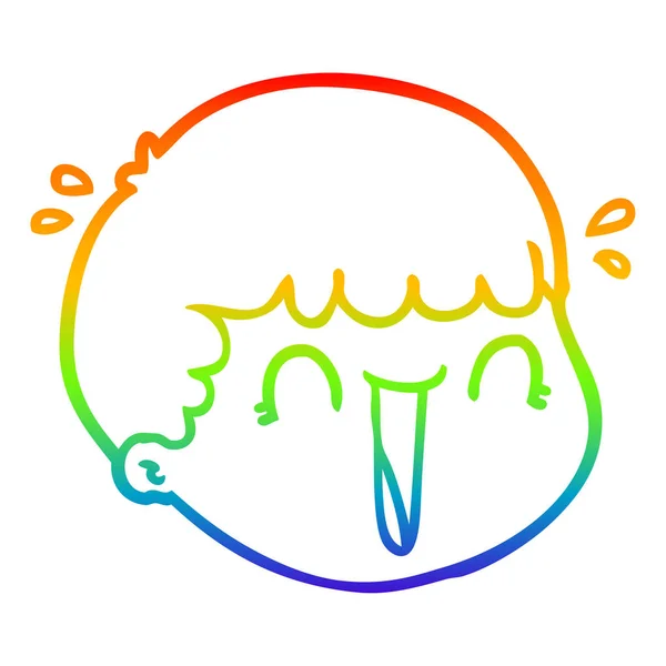 Regenboog gradiënt lijntekening cartoon mannelijk gezicht — Stockvector