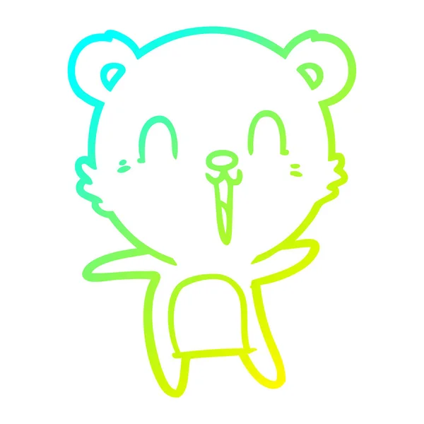 Frío gradiente línea dibujo feliz dibujos animados polar oso — Vector de stock