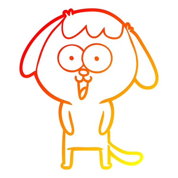Warme kleurovergang lijntekening cute cartoon hond — Stockvector