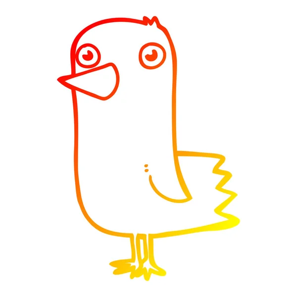 Warme kleurovergang lijntekening cartoon vogel — Stockvector