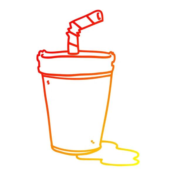 Warme kleurovergang lijntekening cartoon soda Cup — Stockvector