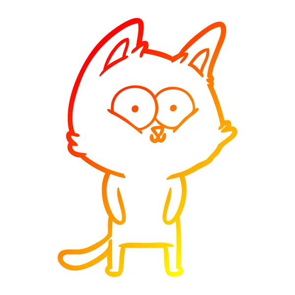Ciepły gradient linia kreskówka kot rysunek — Wektor stockowy