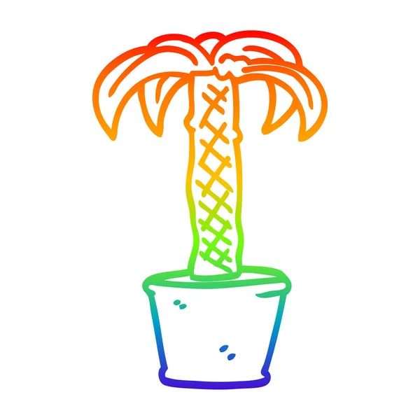 虹のグラデーションライン描画漫画鉢植え — ストックベクタ