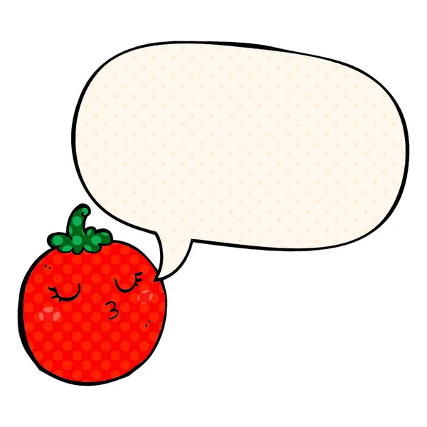 漫画の本のスタイルで漫画のトマトとスピーチバブル — ストックベクタ