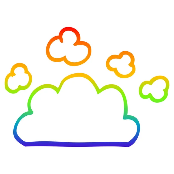 Arco-íris linha gradiente desenho cartoon tempo nuvem —  Vetores de Stock